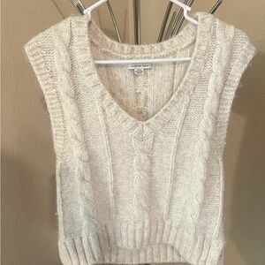 American Eagle Cream Cable Knit Sweater Vest